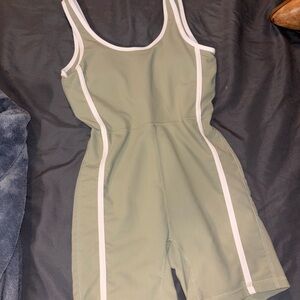 Green and White Athletic Romper